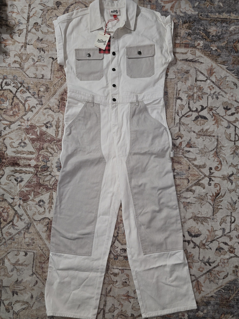 Woolrich Two-Tone White and Light Gray Women's Utility Jumpsuit